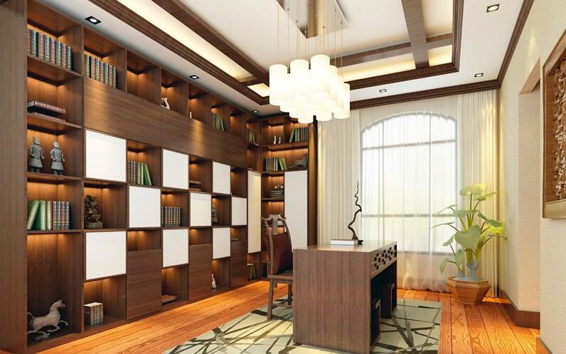 全鋁書柜-02（風格：中式；顏色：胡桃木暖白）