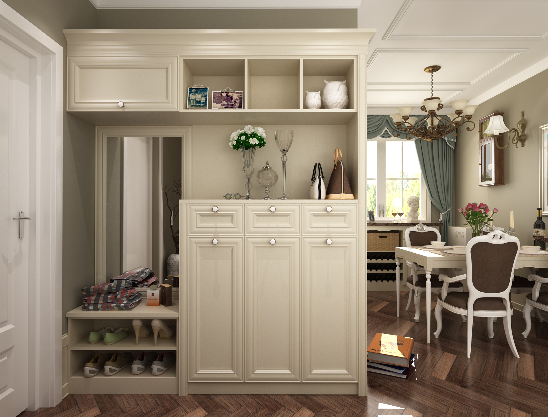 全鋁鞋柜-01（風(fēng)格：簡歐；顏色：象牙白）